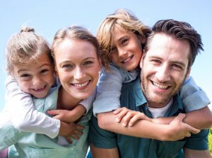 Family smiling.